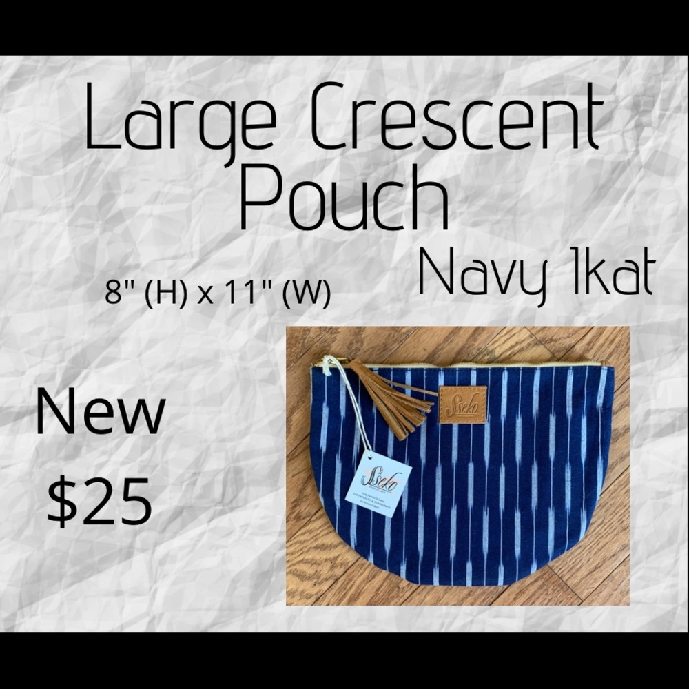 Sseko Large acres at Pouch Navy Ikat